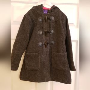Madden Girl Gray Hooded Toggle/Zipper Wool Pea Coat Size 6